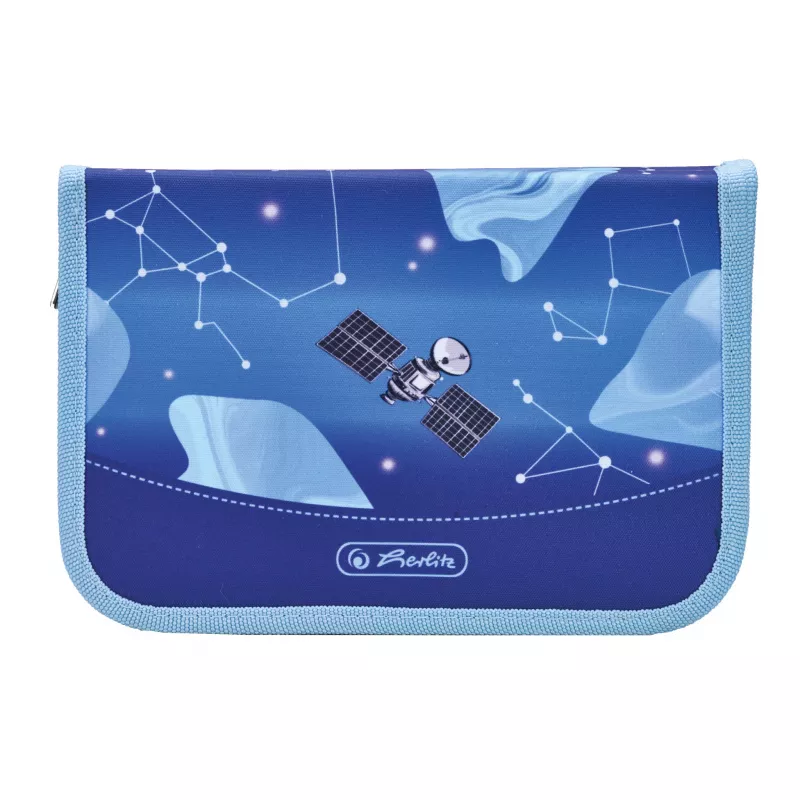 herlitz Cosmic Explorer Estuche escolar, 31 piezas, poliéster, 205 x 140 x 38 mm, 2 solapas, diseño espacial 400197095