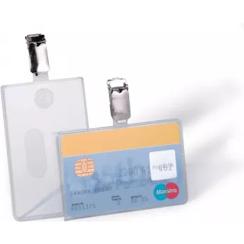 DURABLE Portatarjetas ID con clip para 1 tarjeta, transparente, 25 uds. (811319)