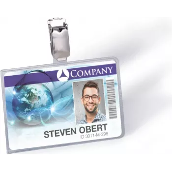 DURABLE Portatarjetas ID con clip para 1 tarjeta, transparente, 25 uds. (811319)