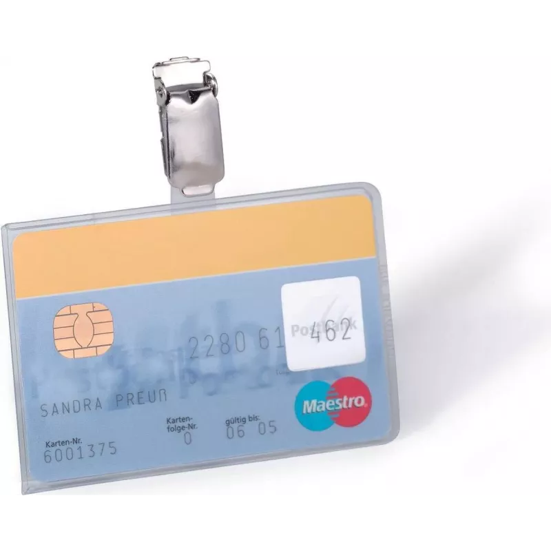 DURABLE Portatarjetas ID con clip para 1 tarjeta, transparente, 25 uds. (811319)
