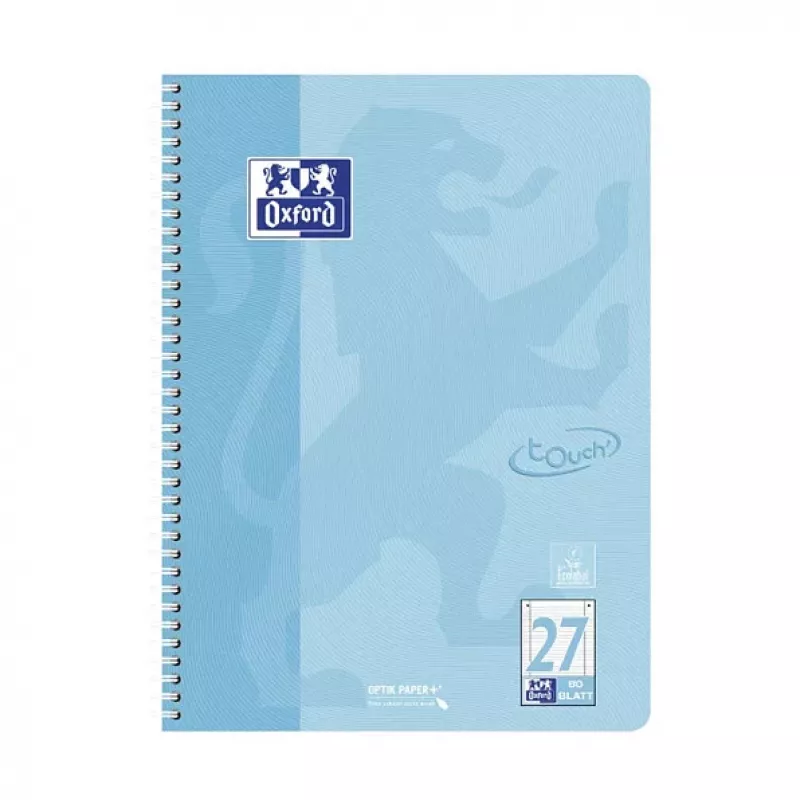 OXFORD Bloc de notas TOUCH cuadriculado con margen A4, 80 hojas, 90 g/m², varios colores 400196079