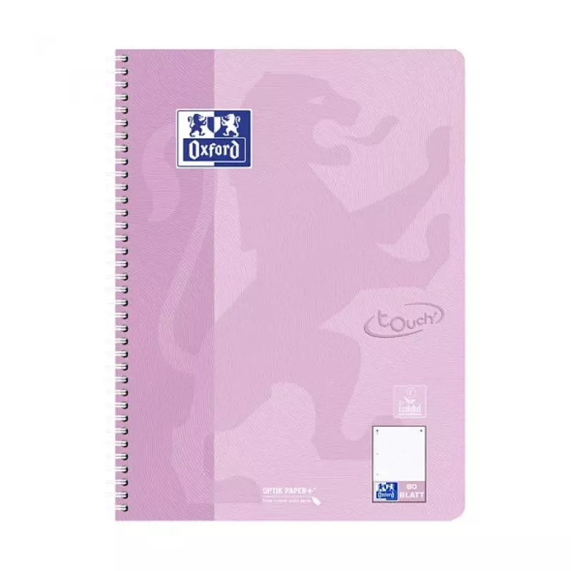 OXFORD Bloc de notas TOUCH cuadriculado con margen A4, 80 hojas, 90 g/m², varios colores 400196079