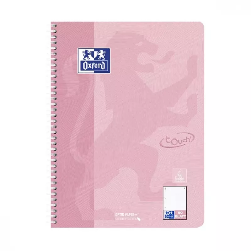 OXFORD Bloc de notas TOUCH cuadriculado con margen A4, 80 hojas, 90 g/m², varios colores 400196079