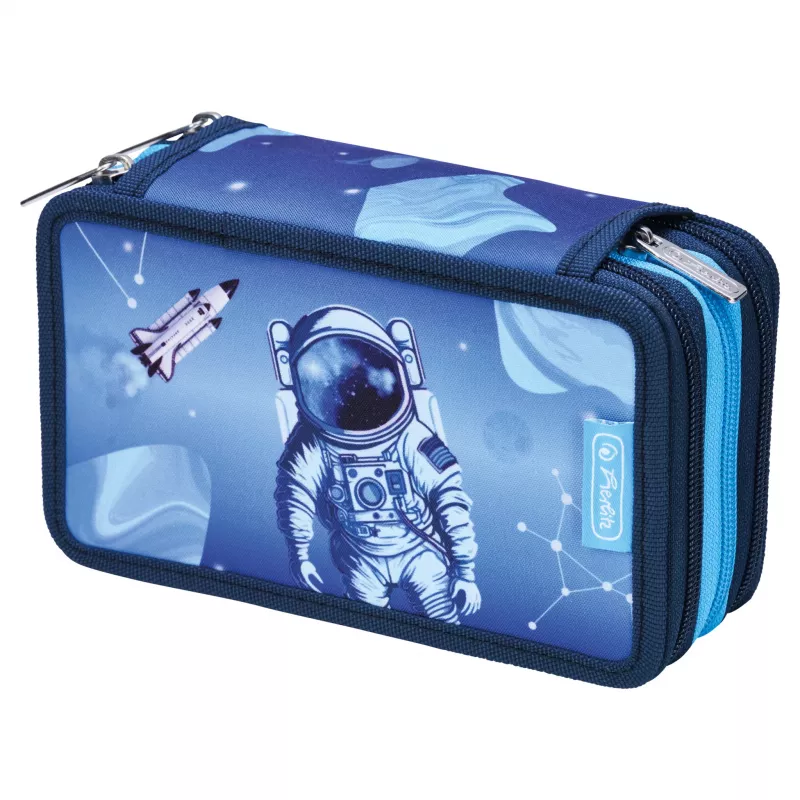 Herlitz TriCase Cosmic Explorer Estuche escolar de 31 piezas, poliéster, 3 compartimentos, 3 cremalleras 400197093