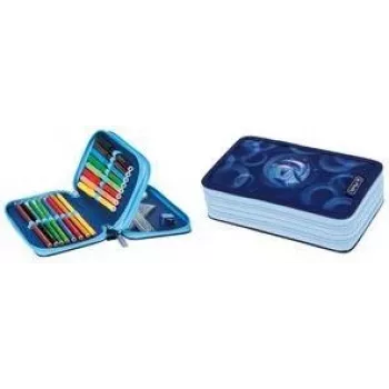 HERLITZ Dolphin Ride Estuche escolar de doble compartimento, 23 piezas incluidas, cremallera, forro interior de color 400205858