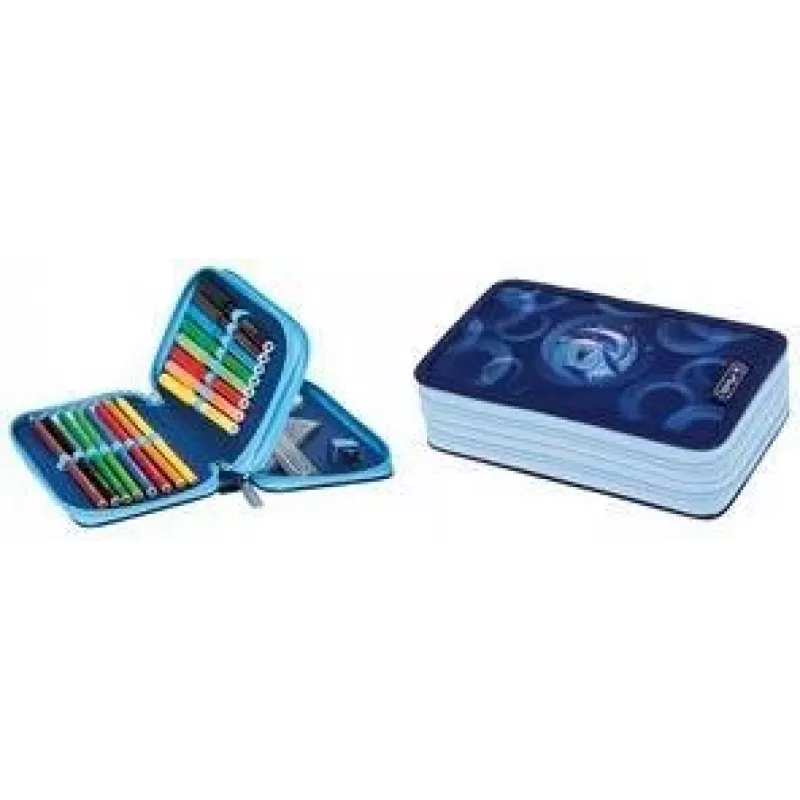 HERLITZ Dolphin Ride Estuche escolar de doble compartimento, 23 piezas incluidas, cremallera, forro interior de color 400205858