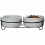Ritzenhoff & Breker TARO Set de comedero doble para perro, 880 ml, gres gris con soporte de metal negro 450521