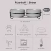Ritzenhoff & Breker TARO Set de comedero doble para perro, 880 ml, gres gris con soporte de metal negro 450521