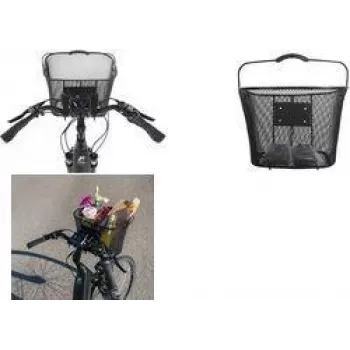 FISCHER E-Bike PLUS Cesta de manillar, alambre de acero de malla fina, negro, cierre rápido, 5 kg 50653
