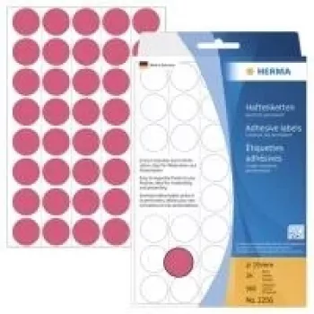HERMA 2256 Etiquetas redondas adhesivas permanentes rojo brillante 19 mm, 960 etiquetas (24 hojas x 40)