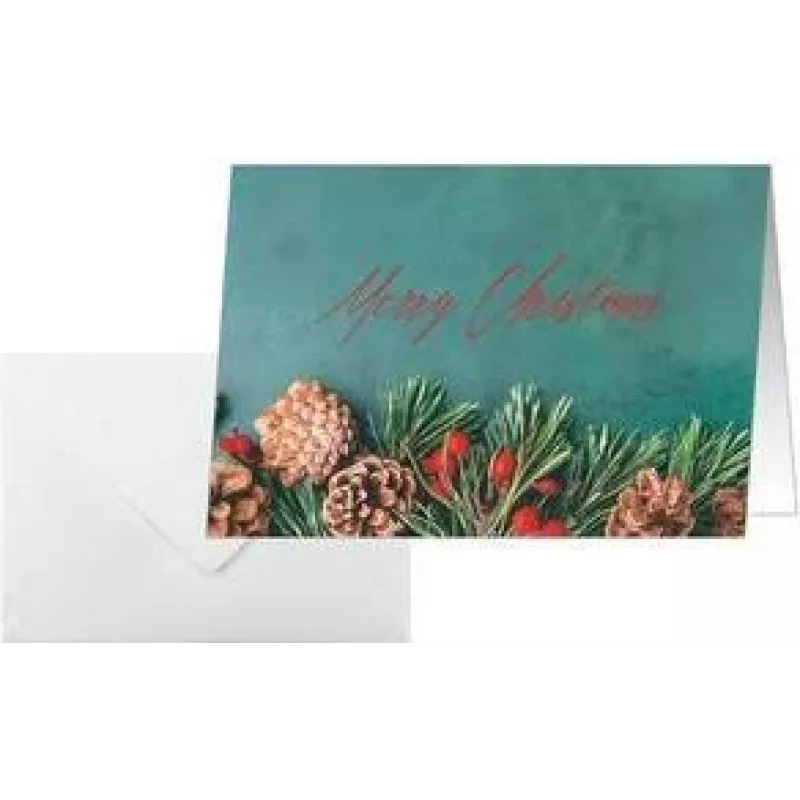 SIGEL DS642 Green Christmas Tarjeta plegable A6 horizontal, cartulina blanca 250 g/m², inyección de tinta/láser/copiadora, 5 tarjetas con sobres