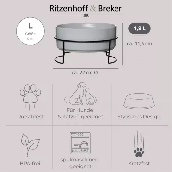 Ritzenhoff & Breker TARO Set de cuencos 1,8L gris gres cerámica 450484