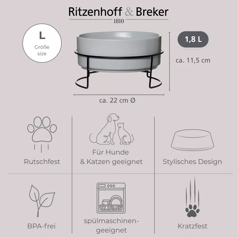Ritzenhoff & Breker TARO Set de cuencos 1,8L gris gres cerámica 450484