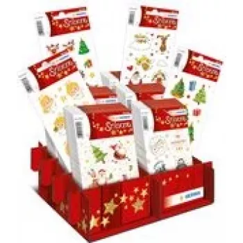 HERMA Pegatinas de Navidad DECOR Glitzernde Weihnachtszeit Display, pegatinas de papel con acabado brillante, motivos navideños clásicos, 1 display (15624)