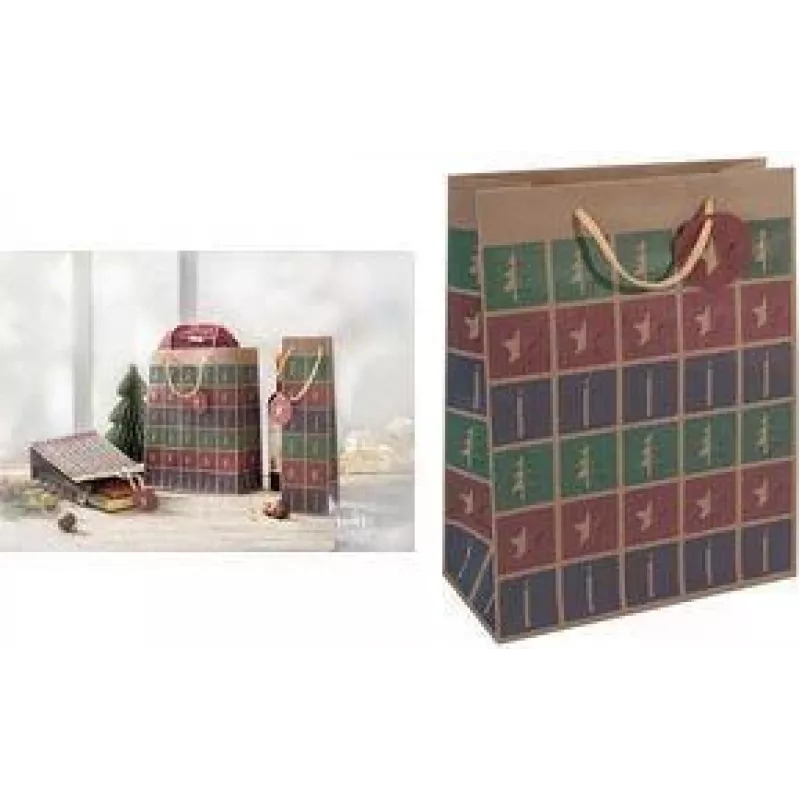 SIGEL GT044 Bolsa de regalo navideña con troquelado, pequeña, cartón kraft marrón 157 g/m², 1 ud.
