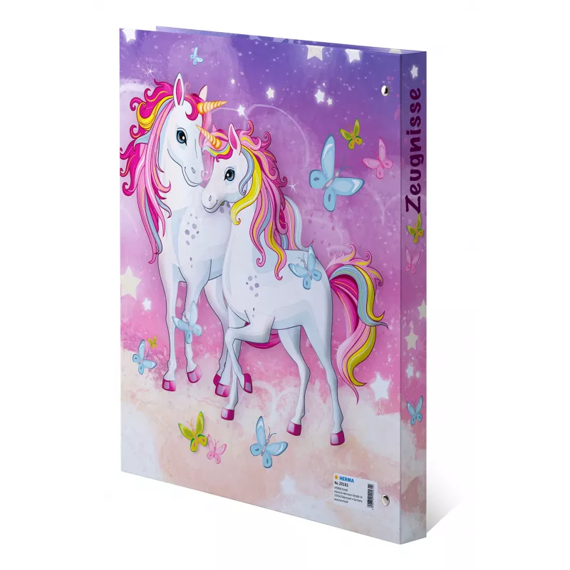 HERMA Einhorn Certificado Carpeta de anillas A4, cartón resistente, 2 anillas O, 25 mm, impresión a toda superficie 20161