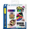 Staedtler Lumocolor Set de rotuladores permanentes 317 C14 - 14 colores diferentes, punta fina 0,6 mm