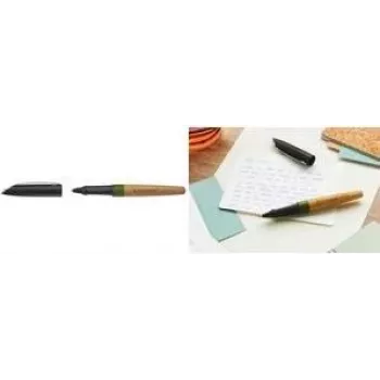 STABILO Grow Bolígrafo - cuerpo verde musgo/roble, tinta azul, Soft Ball, zona de agarre ergonómica de plástico, mecanismo de pulsación, recargable 6032/1-41