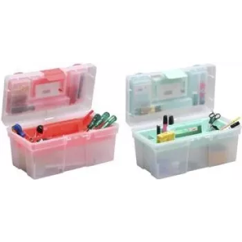 allit McPlus Clear 16 Caja de almacenamiento, polipropileno, transparente con cierres rojos 416411