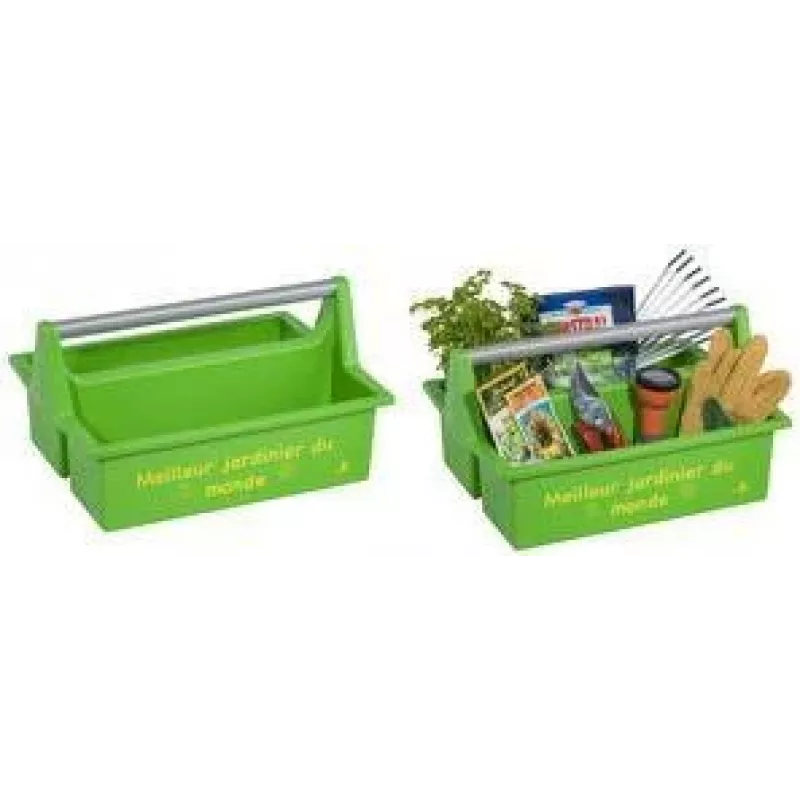 allit McPlus Carry Jardinier Cesta de herramientas, verde, asa ergonómica de aluminio, 2 compartimentos grandes, 1 ud. (8500906006)
