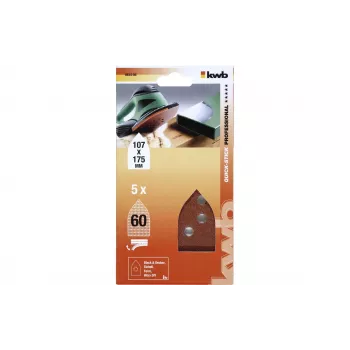 KWB 493406 Hojas de lijado delta P60 175 x 107 mm pack de 5 velcro