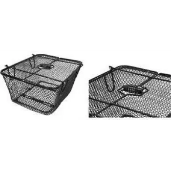 FISCHER PLUS Safe Cesta trasera para bicicleta, alambre de acero de malla fina, negro, 24 L, 10 kg 50655