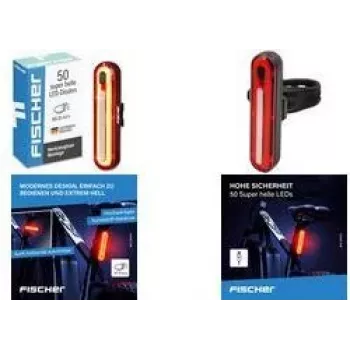 FISCHER FAHRRAD Piloto trasero LED para bicicleta, recargable, negro/rojo 50089:FISCHER
