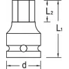 GEDORE Vaso de impacto hexagonal de 27 mm con accionamiento de 1 pulgada, 60 mm de longitud, fosfatado 1956582