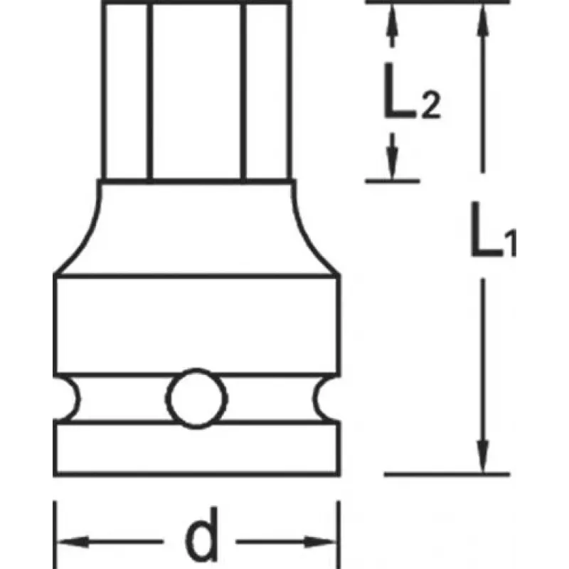 GEDORE Vaso de impacto hexagonal de 27 mm con accionamiento de 1 pulgada, 60 mm de longitud, fosfatado 1956582