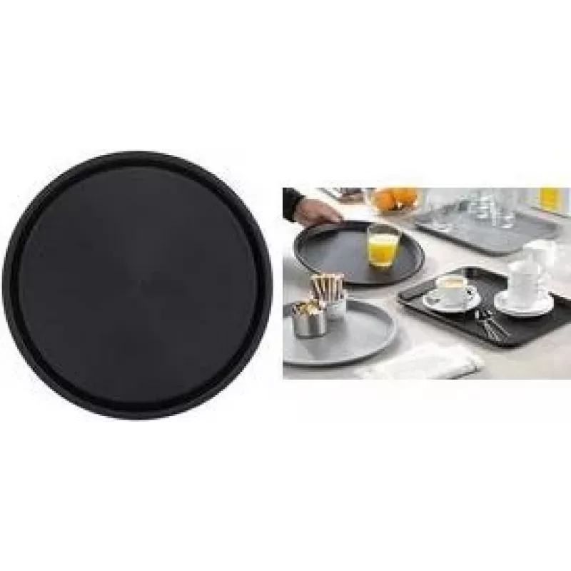 Esmeyer OHIO Bandeja de servir redonda, plástico negro, superficie antideslizante engomada, 35 cm 307-016