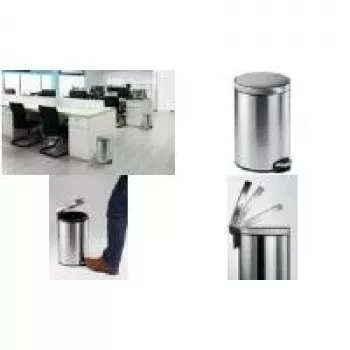 DURABLE Papelera con pedal de acero inoxidable 12L redonda 340123