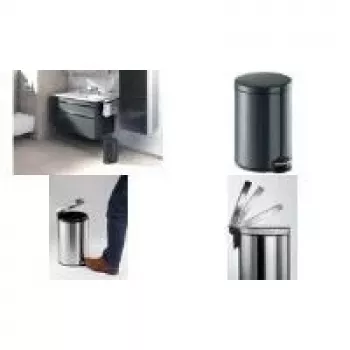DURABLE Papelera con pedal de metal 20L redonda plateada 341258