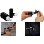 FISCHER Bomba de mano para bicicleta con inflador de CO2, cabezal universal para Schrader, Dunlop, Presta, 8 bar, negro/plata 50392