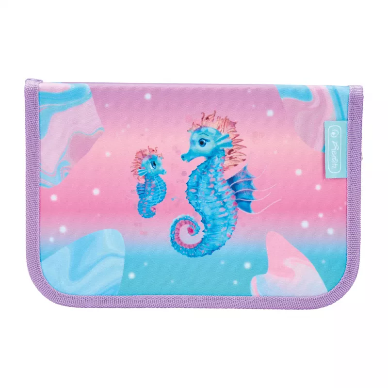 Herlitz Ocean Lights estuche escolar con contenido, 31 piezas, poliéster, 205 x 140 x 38 mm, 2 solapas 400197090