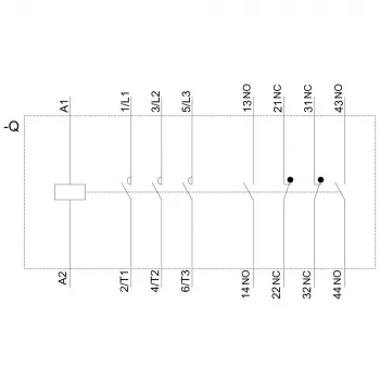 SIEMENS Contactor AC-3 22kW/400V 2NO+2NC 230V AC 50A S2 bornes de tornillo (3RT20361AP04)
