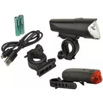 FISCHER Juego de luces LED para bicicleta 40/20/10 lux, homologado StVZO, negro (85346)