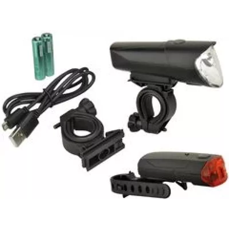 FISCHER Juego de luces LED para bicicleta 40/20/10 lux, homologado StVZO, negro (85346)