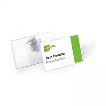 DURABLE Portatarjetas de identificación 90x54 mm con clip combinado, transparente, 5 uds. (861019)