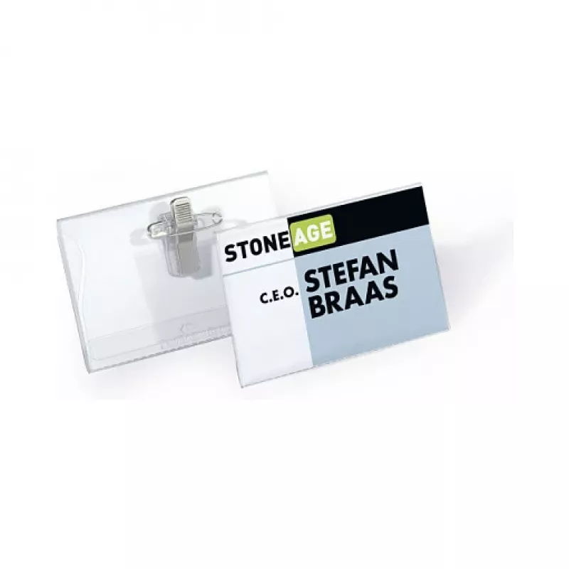 DURABLE Portatarjetas de identificación 90x54 mm con clip combinado, transparente, 5 uds. (861019)