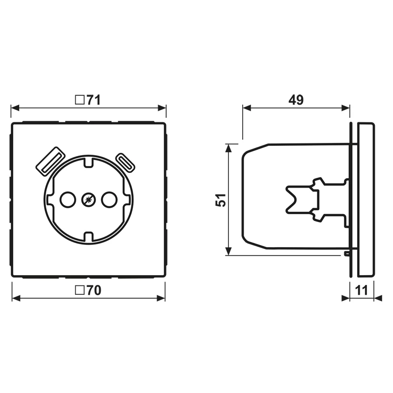 JUNG LS 1520-15 CA LG Enchufe SCHUKO 16 A con cargador USB 1 x Type-A + 1 x Type-C, Safety Plus, serie LS, gris claro