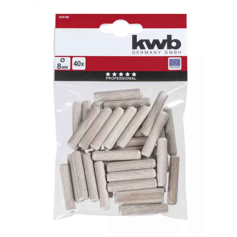 KWB 028180 Tacos de madera 8 x 40 mm, 40 uds., haya