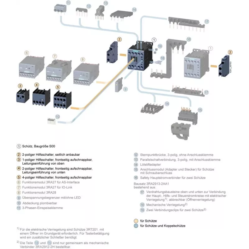 Siemens Bloque de contacto auxiliar 3RH2911-2GA31, 1 NA + 1 NC, conexión por tornillo, montaje frontal