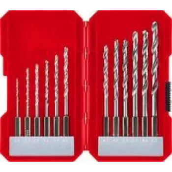 kwb 108810 Juego de brocas helicoidales HSS para metal, 12 piezas, compatible con portabrocas de apriete rápido y de corona dentada
