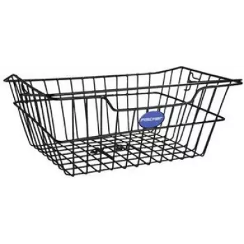 FISCHER Cesta portaequipajes trasera para bicicleta, alambre de acero de malla gruesa negro, montaje por fijación sin herramientas, capacidad 5 kg 61036
