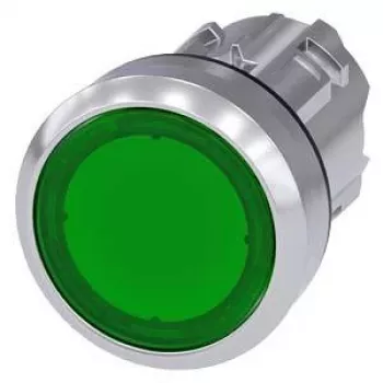 Siemens SIRIUS ACT Elemento frontal de pulsador luminoso, metal brillante, verde, 22 mm 3SU1051-0AA40-0AA0