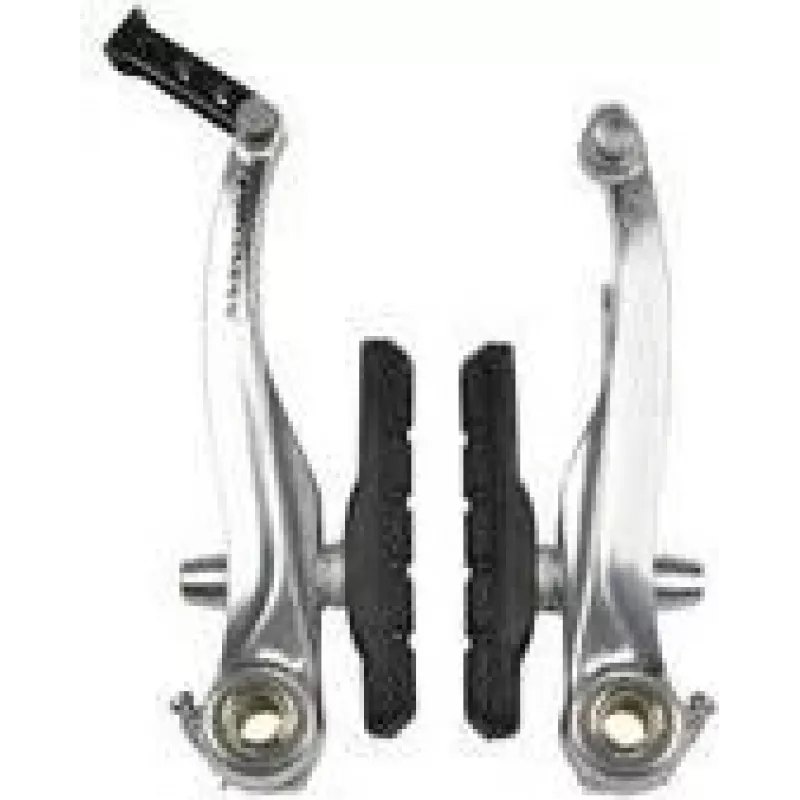 FISCHER Juego de freno de llanta V-Brake con pastillas de freno para llantas de aluminio, delantero o trasero, plateado 85202