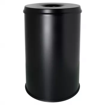 HELIT H2515695 Papelera de acero con cabezal extintor, 30 L, negra, redonda, Ø335 x 470 mm