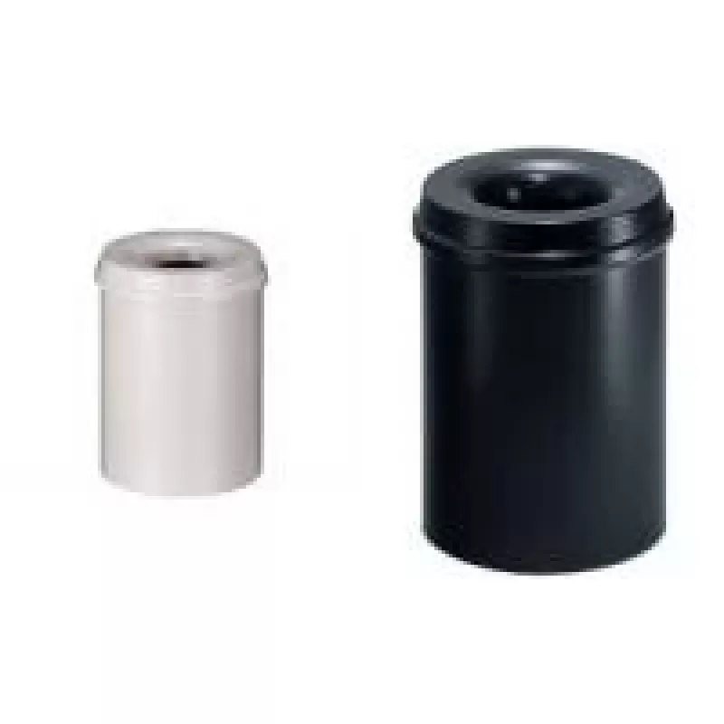 HELIT H2515695 Papelera de acero con cabezal extintor, 30 L, negra, redonda, Ø335 x 470 mm