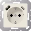 JUNG A 1520-15 CA Toma de corriente SCHUKO 16 A 250 V con cargador USB 1 x Type-A + 1 x Type-C, Safety Plus, serie AS, blanco (ivory)