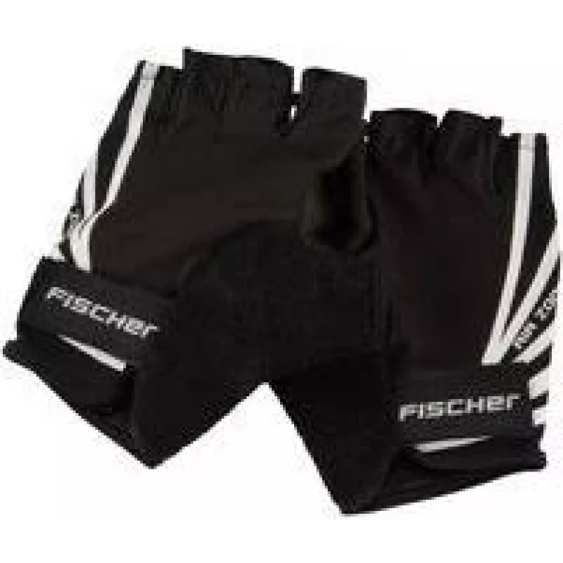 FISCHER Guantes de ciclismo Sport, talla S/M, palma acolchada, dorso transpirable, cierre de velcro, unisex, dedos cortos 86313